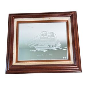 Vintage M. Albino Framed Mirror Etching Star of India‎ 1863 14” x 12”